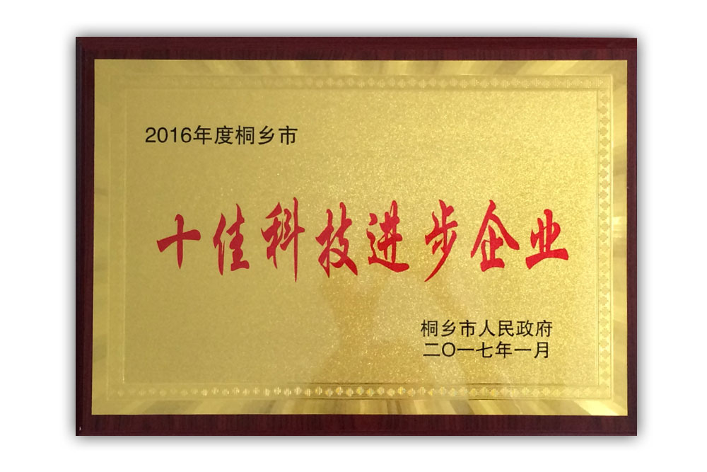 2016年度桐乡市十佳科技进步企业
